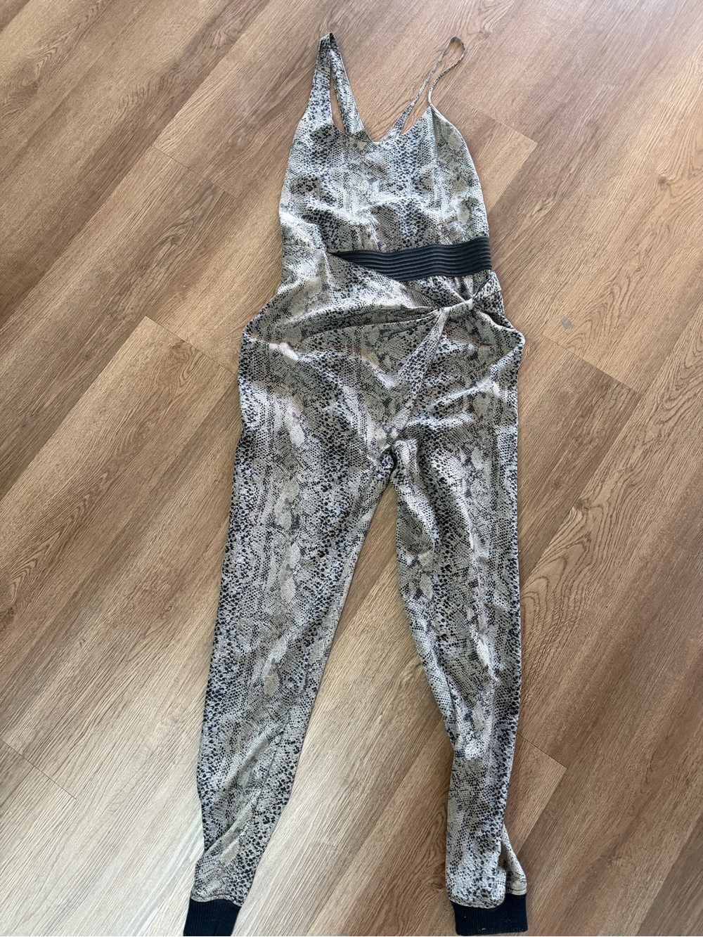 Wilfred Snake-Print Wrap Jumpsuit with Black Waistband